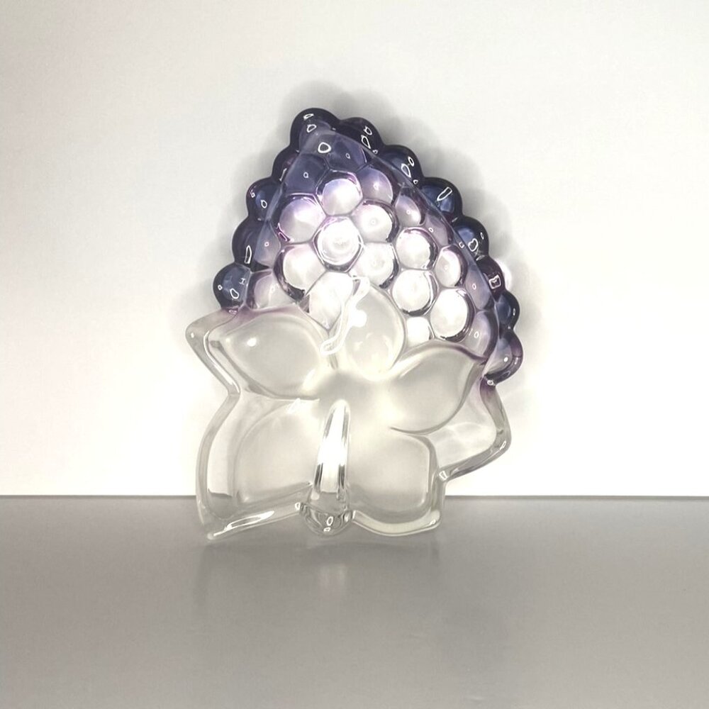 Walther Glass Grape Cluster Purple and Clear Dish